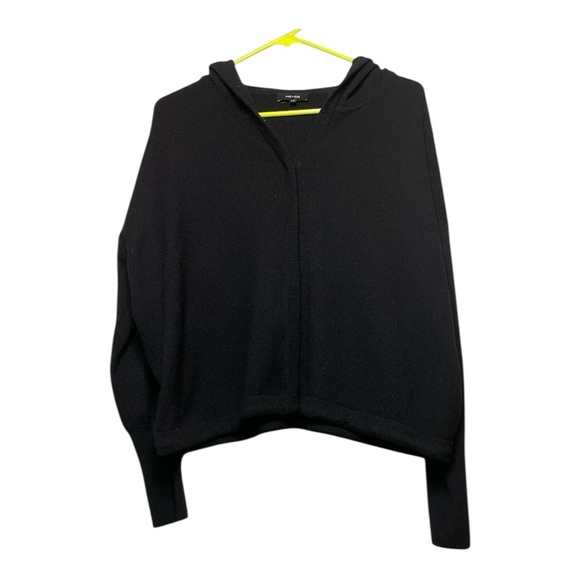 Women’s Me + Em 100% cashmere black hidden button cardigan with hood size M/L